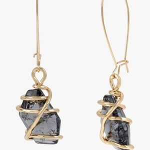Robert Lee Morris SoHo Caged Earrings Gold and Black Stone Drop Earrings